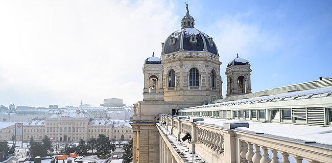 Dach des NHM Wien im Winter